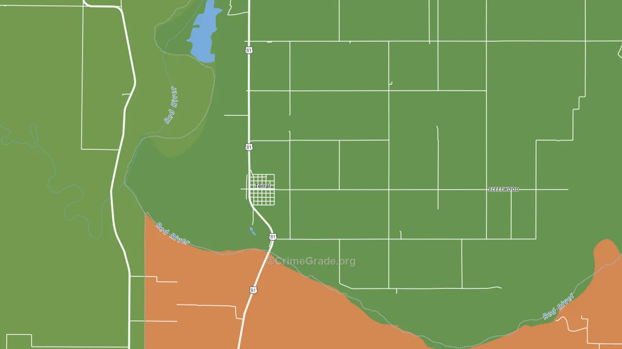 Terral, OK Map of Theft Rates