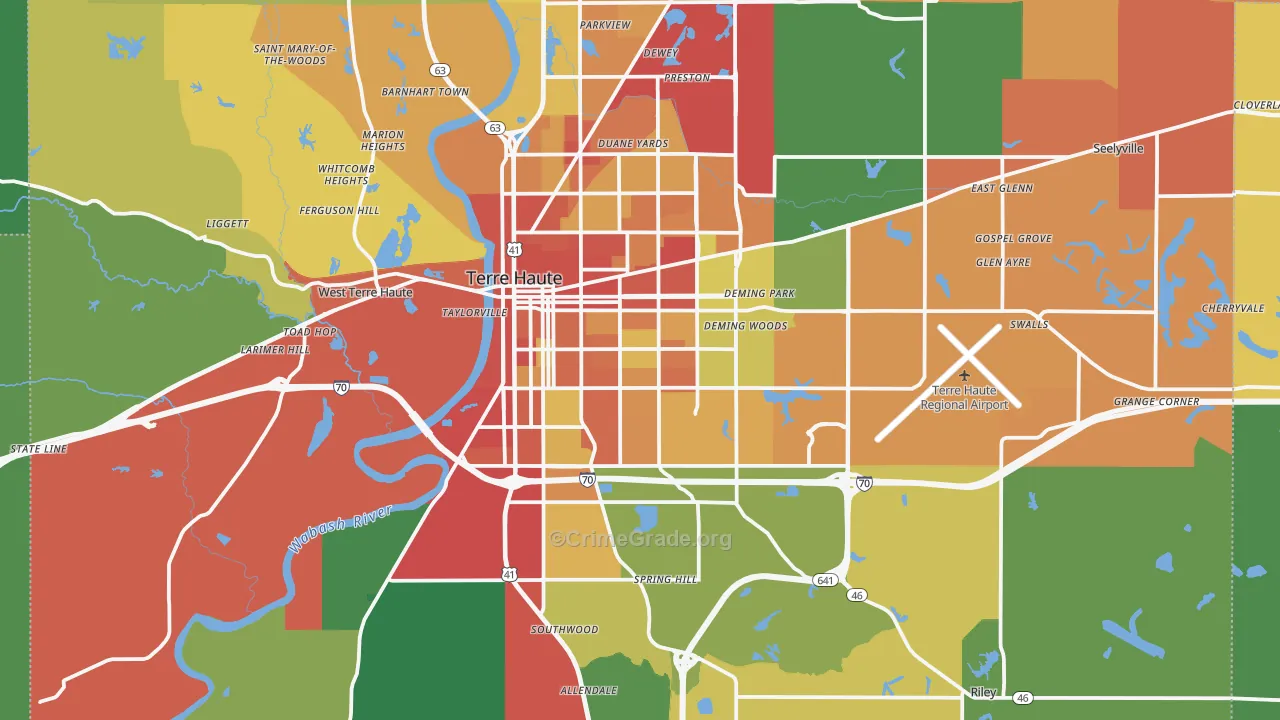 Terre Haute, IN Map of Theft Rates
