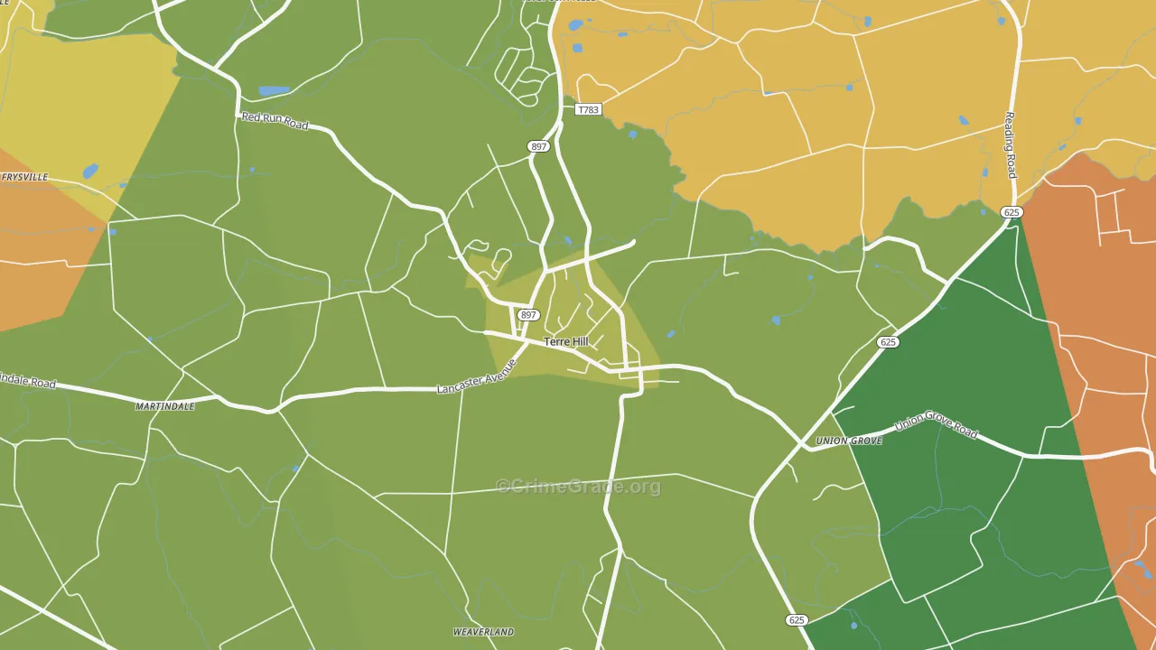 Terre Hill, PA Map of Theft Rates