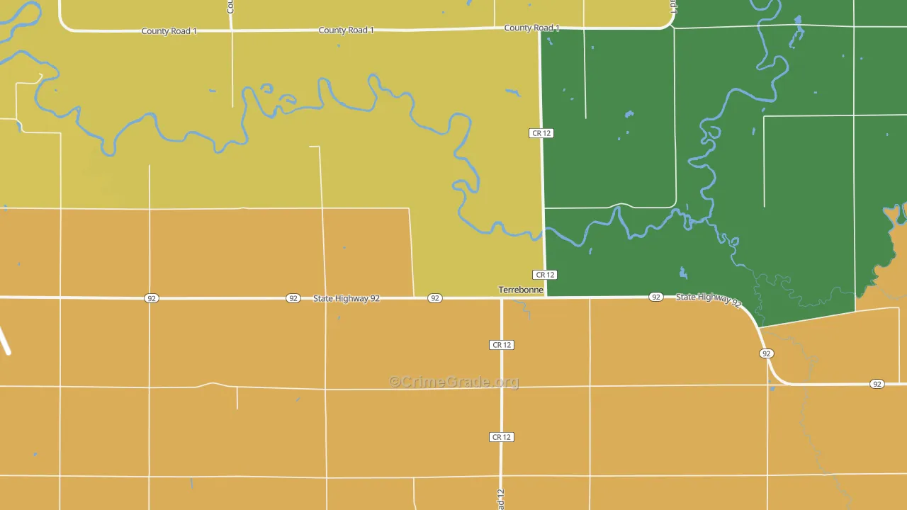 Terrebonne, MN Map of Theft Rates