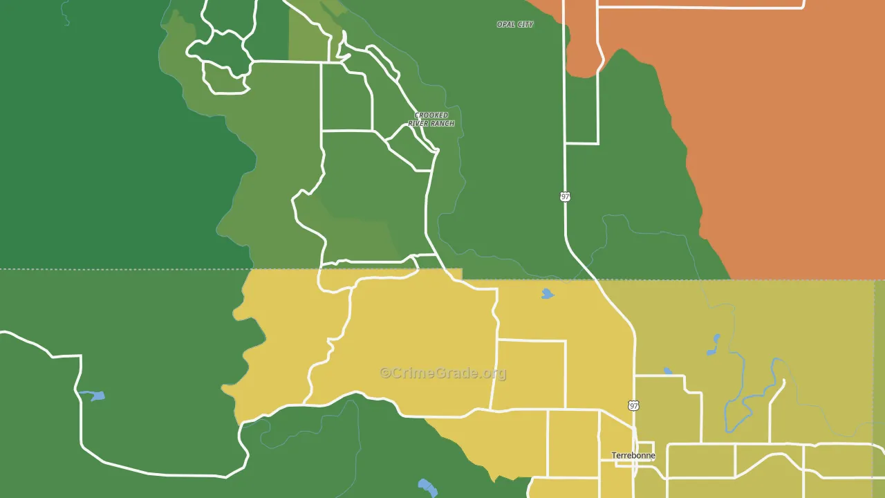 Terrebonne, OR Map of Theft Rates