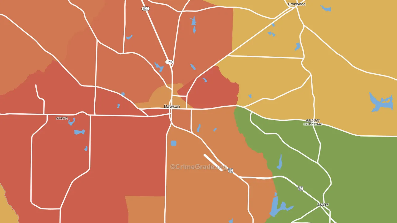 Terrell County, GA Map of Theft Rates