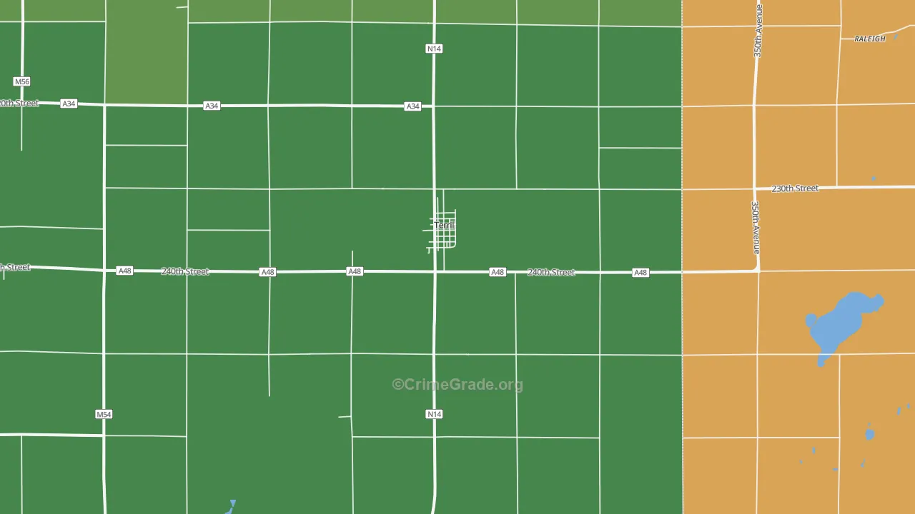 Terril, IA Map of Theft Rates