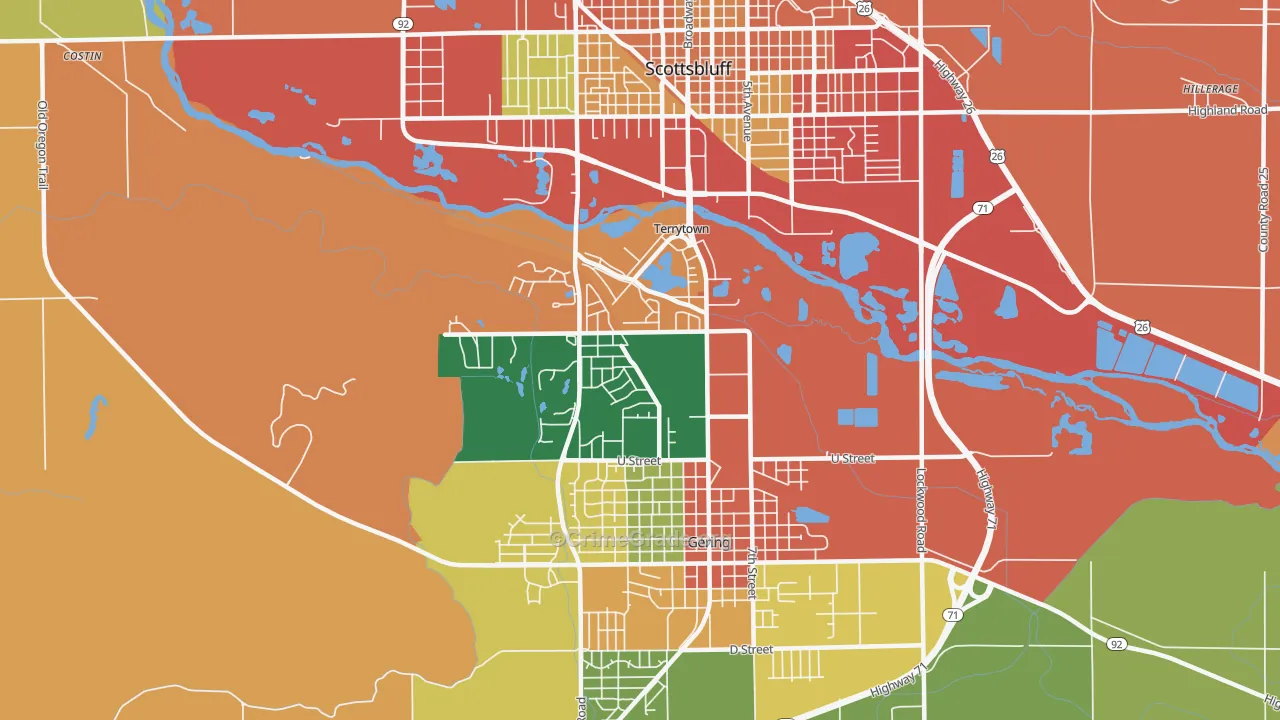 Terrytown, NE Map of Theft Rates