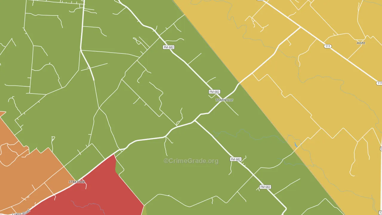 Terryville, TX Map of Theft Rates