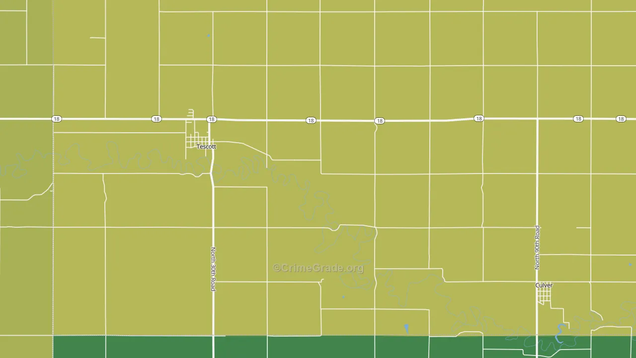 Tescott, KS Map of Theft Rates