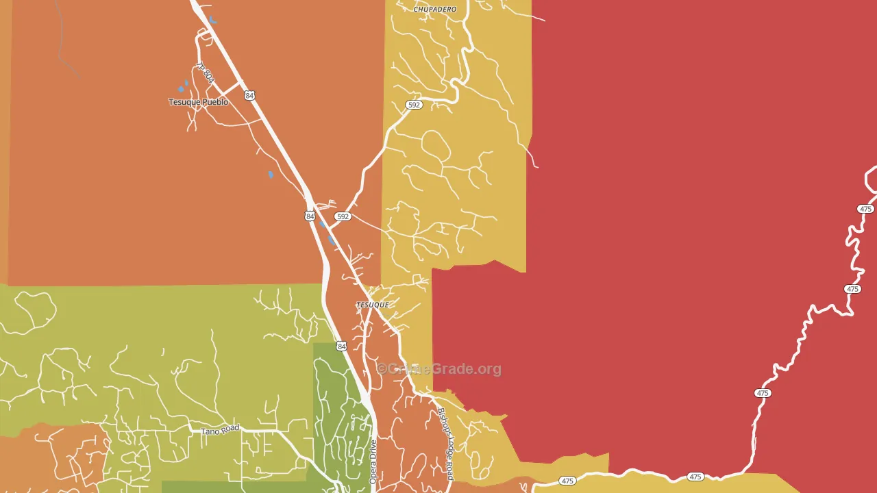 Tesuque, NM Map of Theft Rates