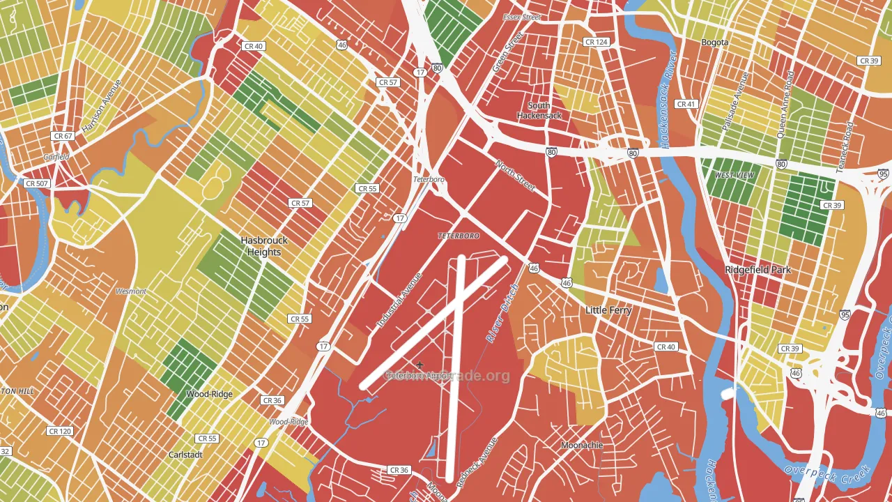 Teterboro, NJ Map of Theft Rates