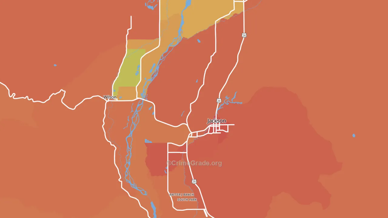 Teton County, WY Map of Theft Rates