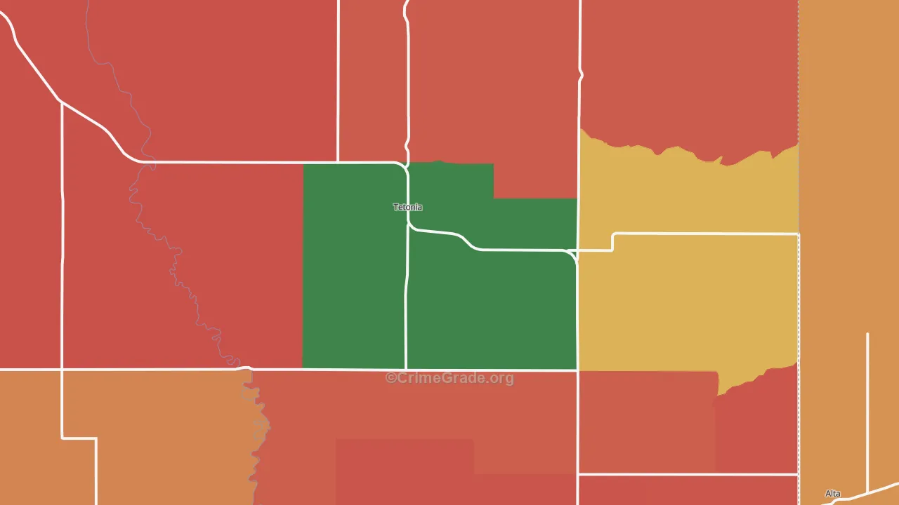 Tetonia, ID Map of Theft Rates