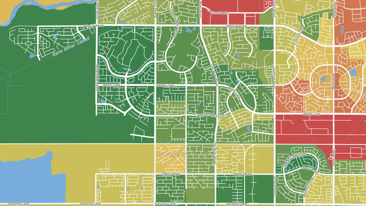 Tevis Ranch, Bakersfield, CA Map of Theft Rates