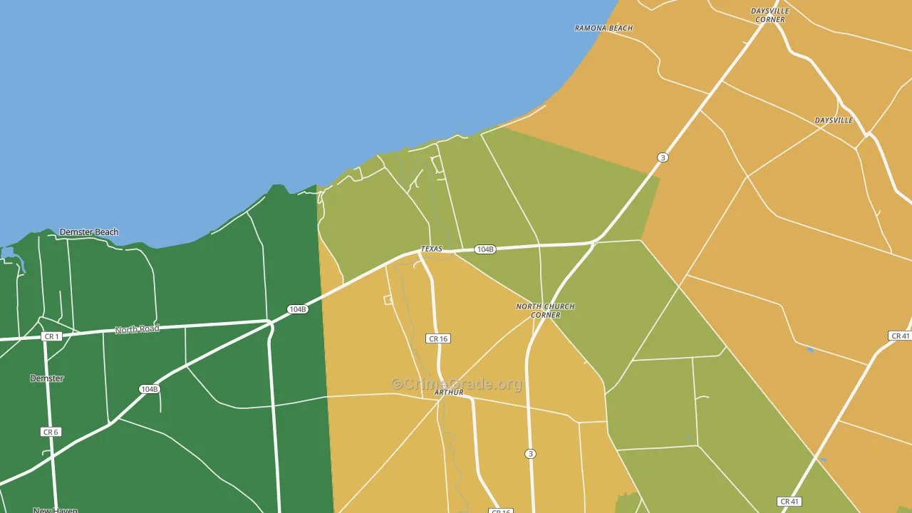 Texas, NY Map of Theft Rates