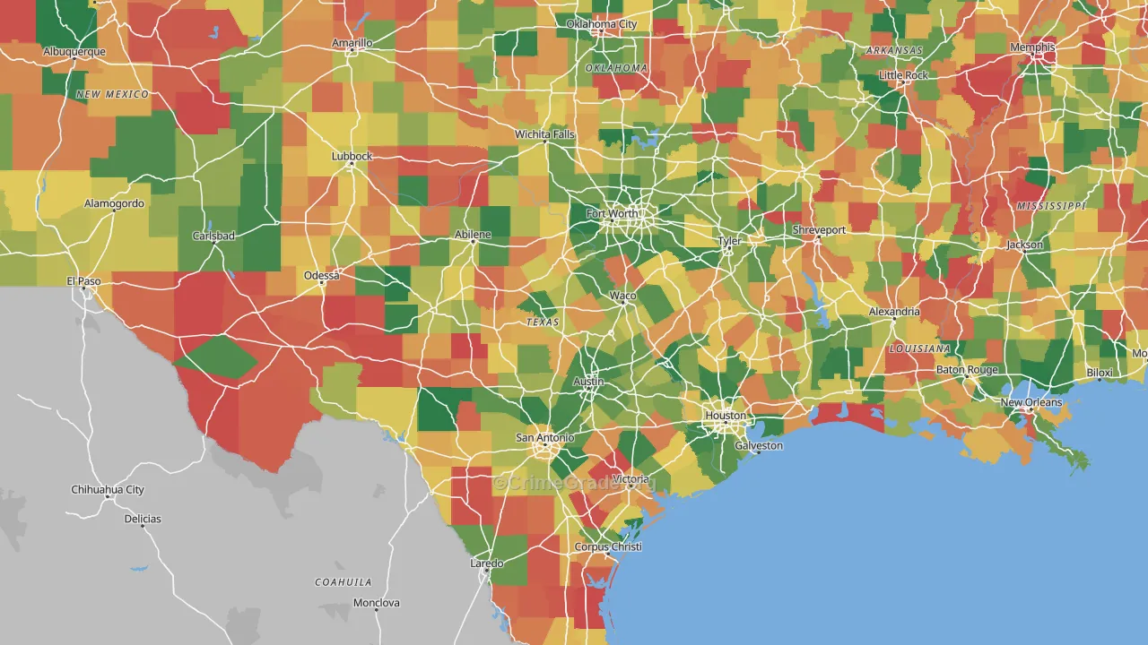 Texas Map of Theft Rates