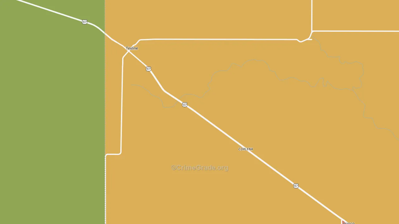 Texline, TX Map of Theft Rates