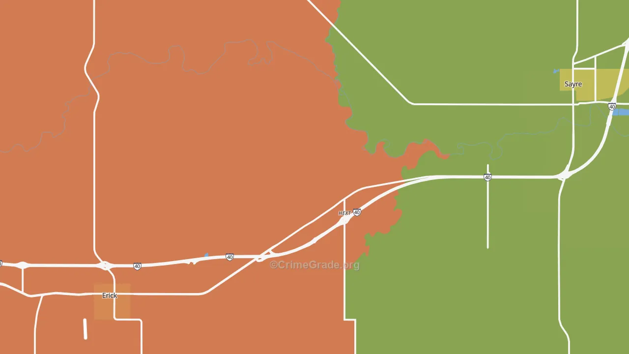 Texola, OK Map of Theft Rates