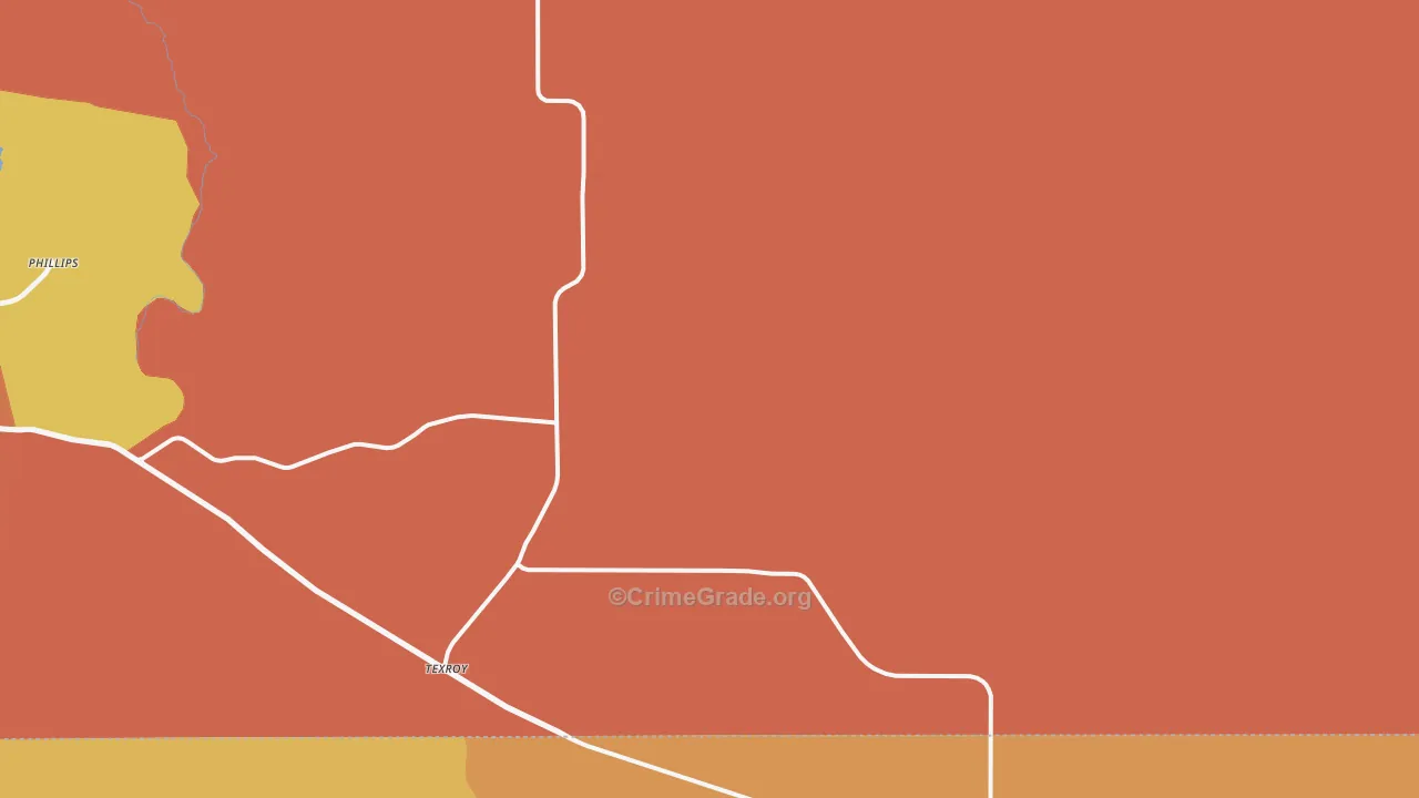 Texroy, TX Map of Theft Rates