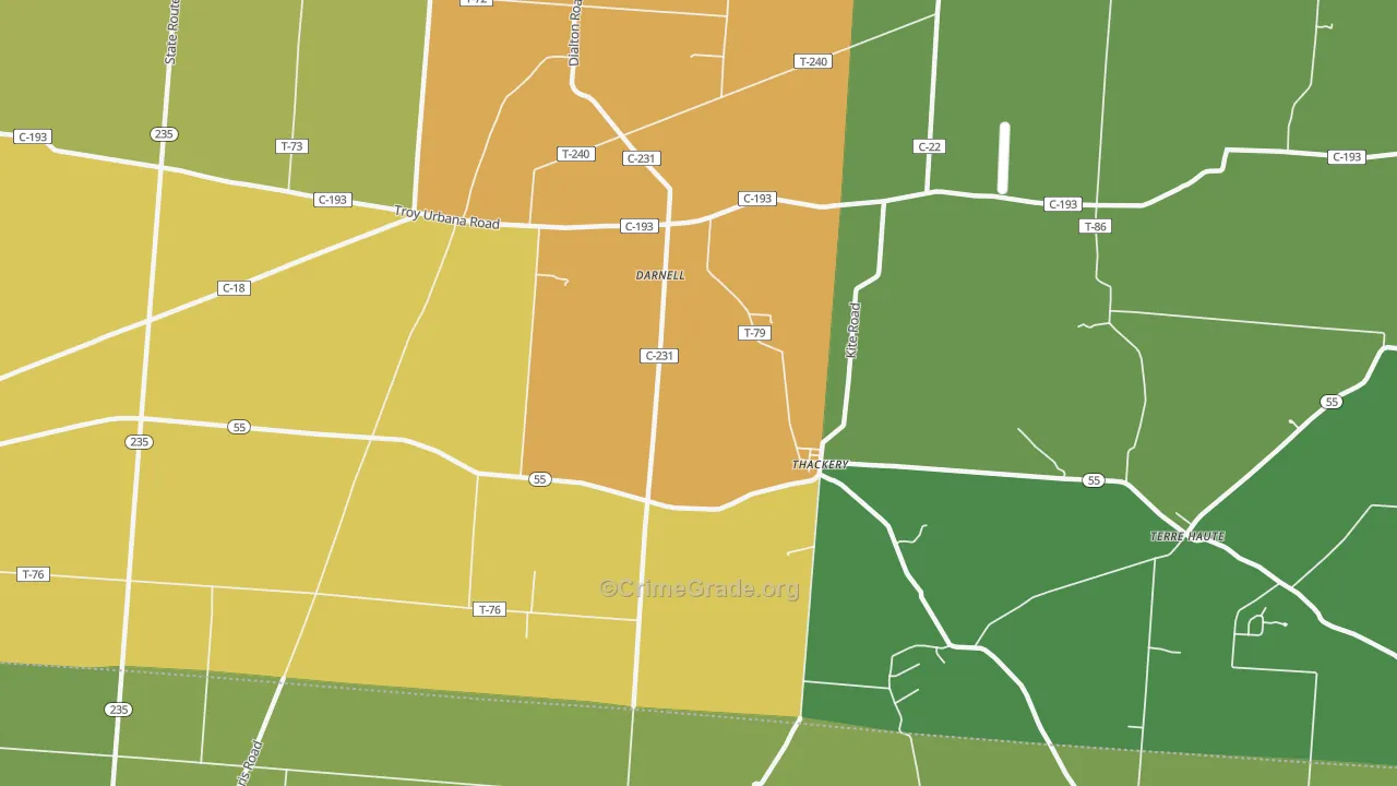 Thackery, OH Map of Theft Rates