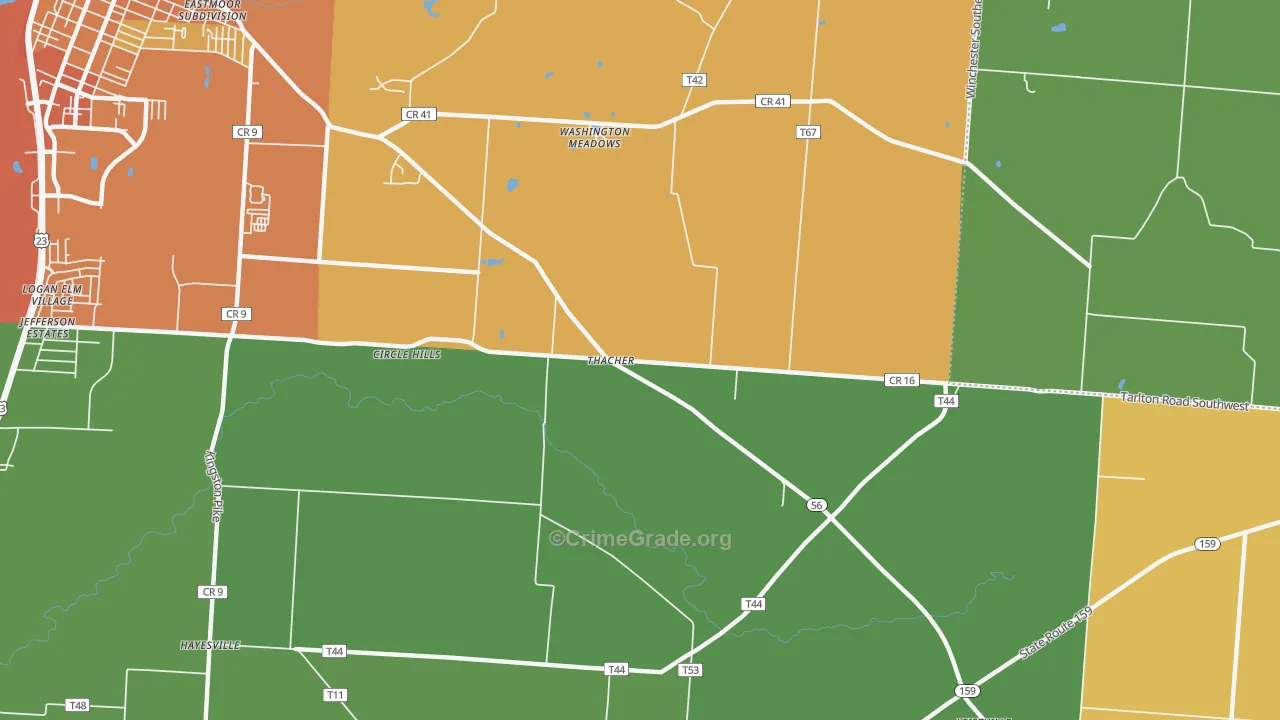 Thatcher, OH Map of Theft Rates