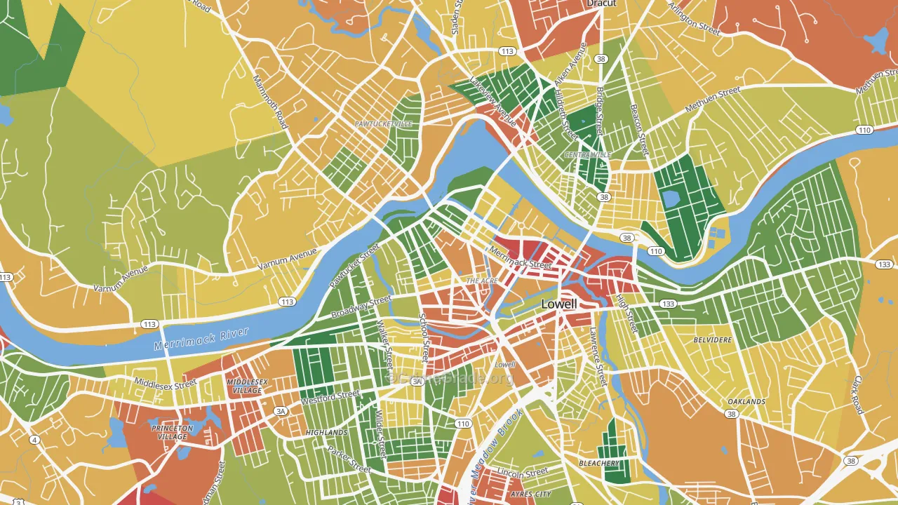 The Acre, Lowell, MA Map of Theft Rates