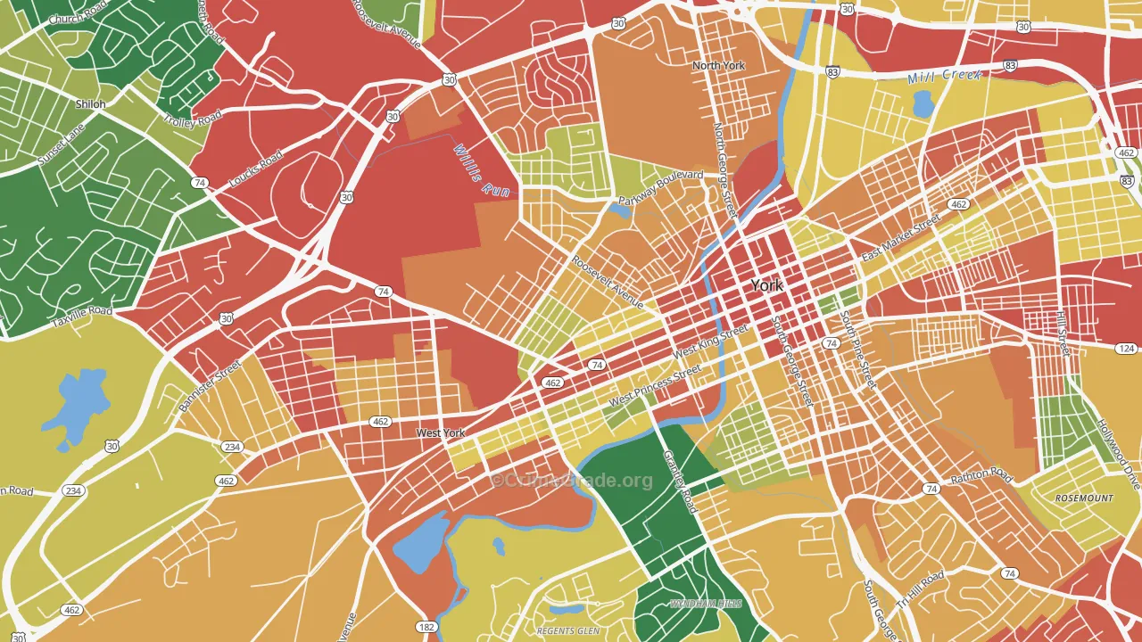 The Avenues, York, PA Map of Theft Rates