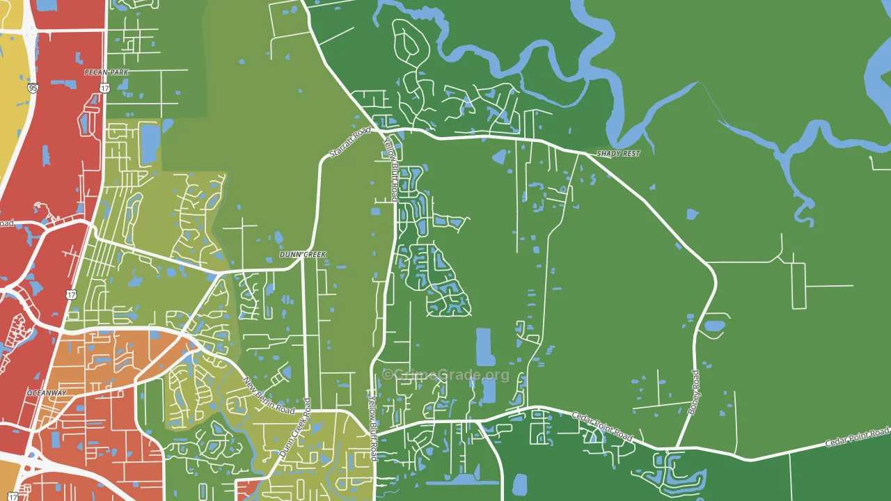 The Cape, Jacksonville, FL Map of Theft Rates
