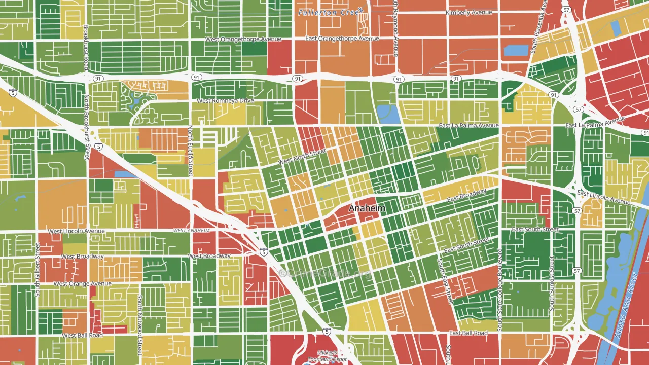 The Colony, Anaheim, CA Map of Theft Rates