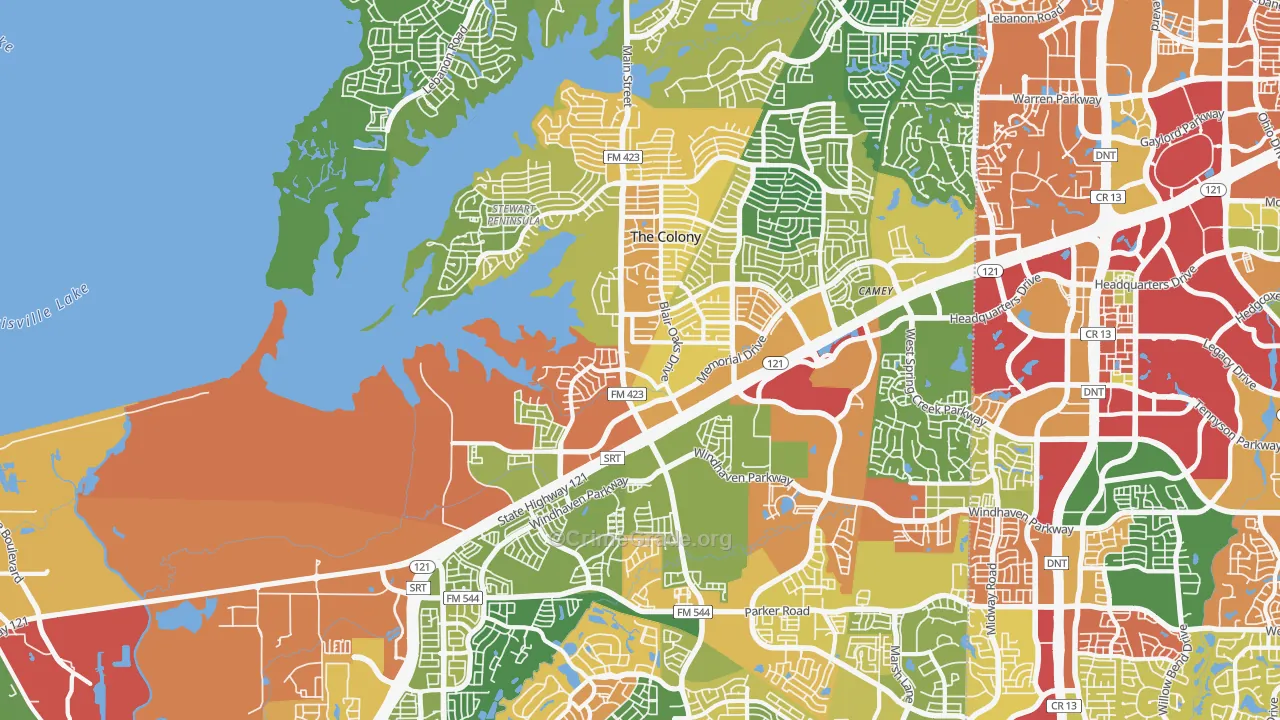 The Colony, TX Map of Theft Rates