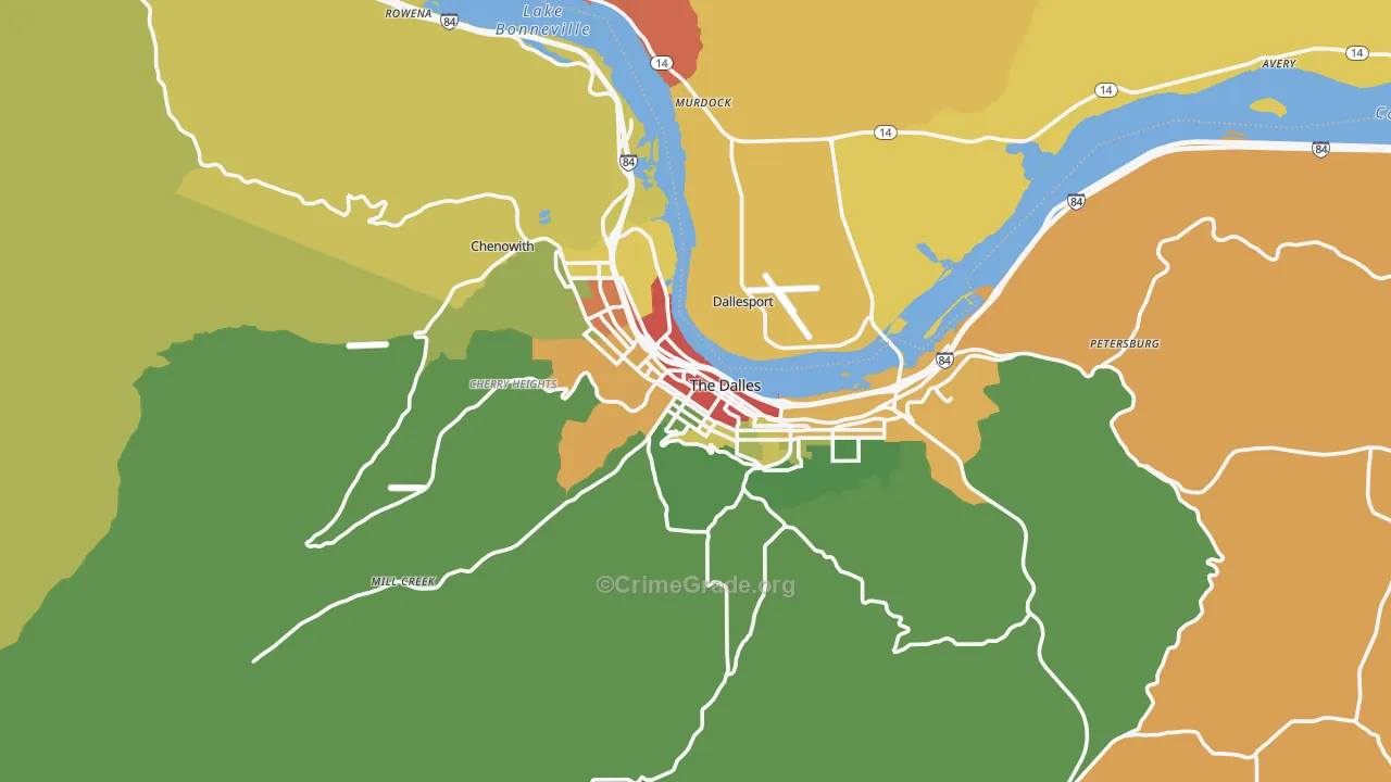 The Dalles, OR Map of Theft Rates