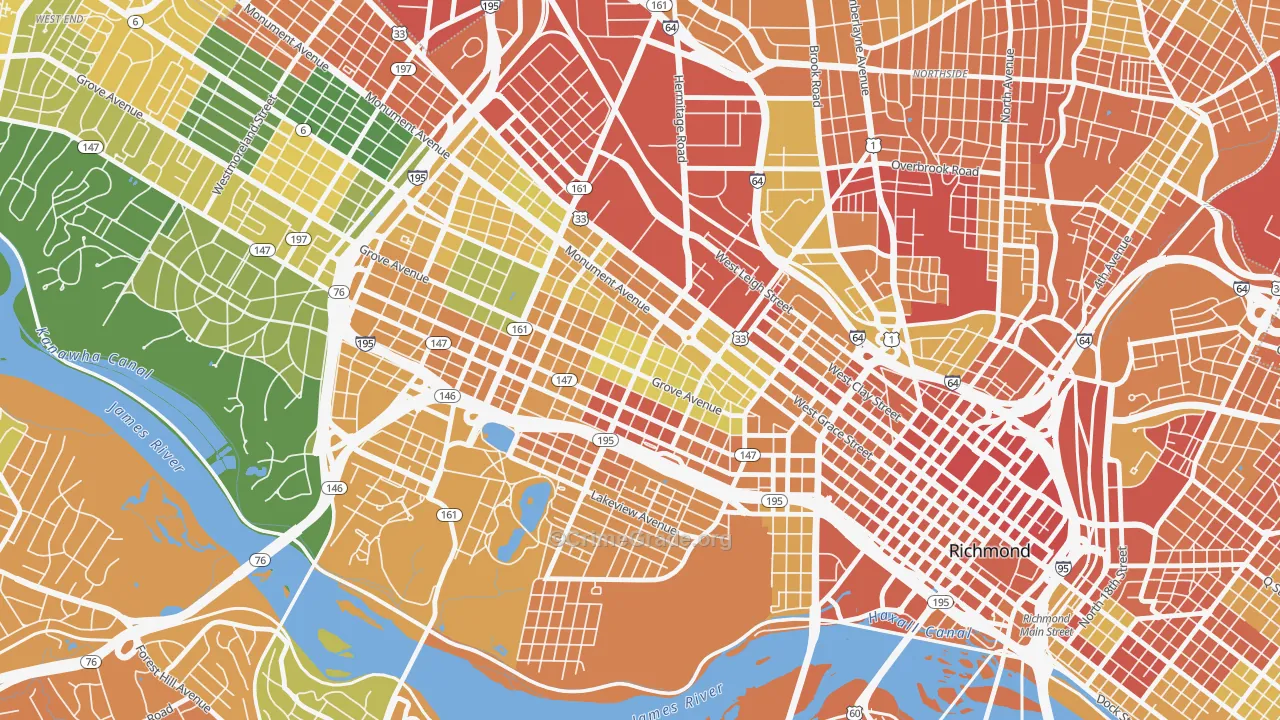 The Fan, Richmond, VA Map of Theft Rates