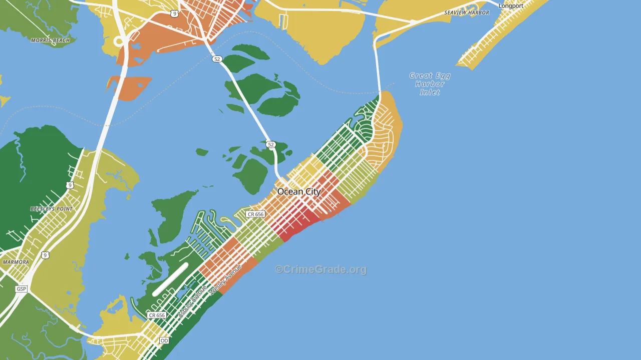 The Gardens, Ocean City, NJ Map of Theft Rates
