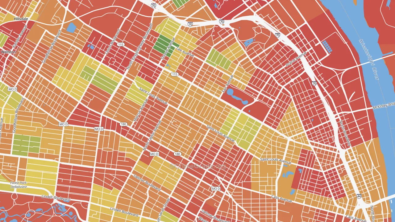 The Greater Ville, St. Louis, MO Map of Theft Rates