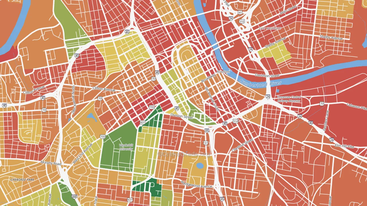 The Gulch, Nashville, TN Map of Theft Rates