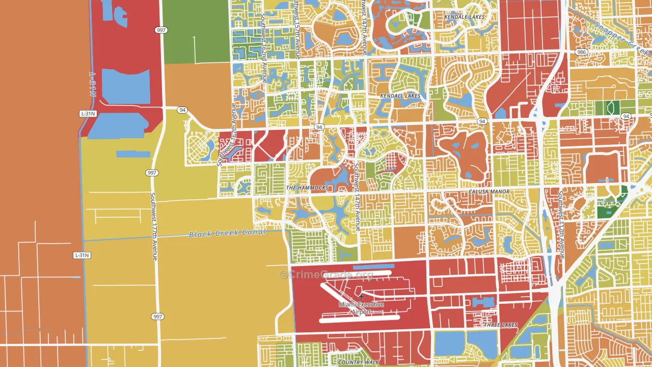 The Hammocks, FL Map of Theft Rates