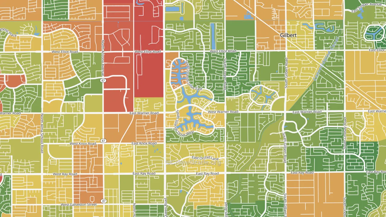 The Islands, Gilbert, AZ Map of Theft Rates