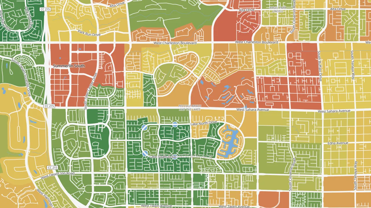The Lakes, Las Vegas, NV Map of Theft Rates