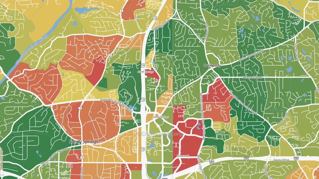 The Meadows, Sandy Springs, GA Map of Theft Rates