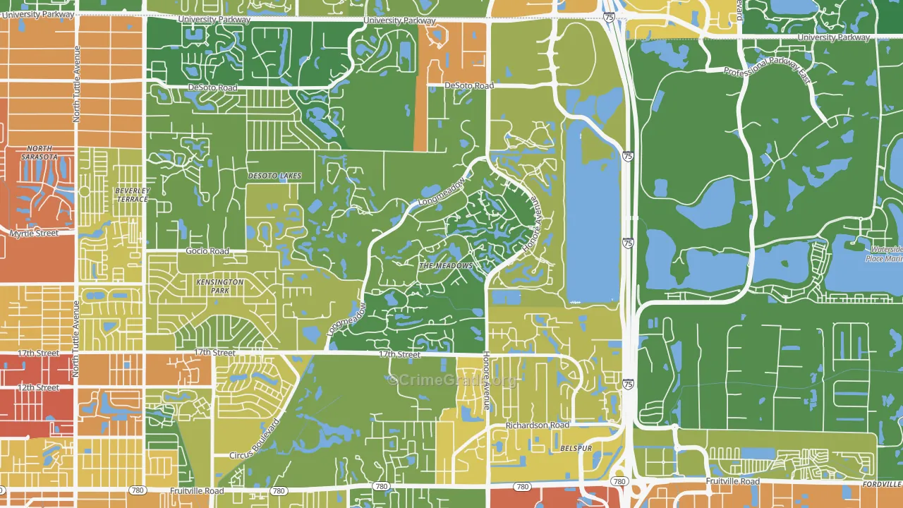 The Meadows, Sarasota, FL Map of Theft Rates