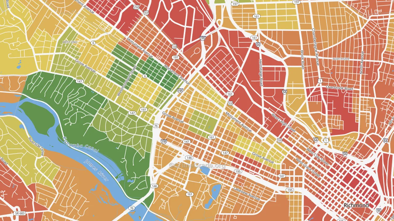 The Museum District, Richmond, VA Map of Theft Rates