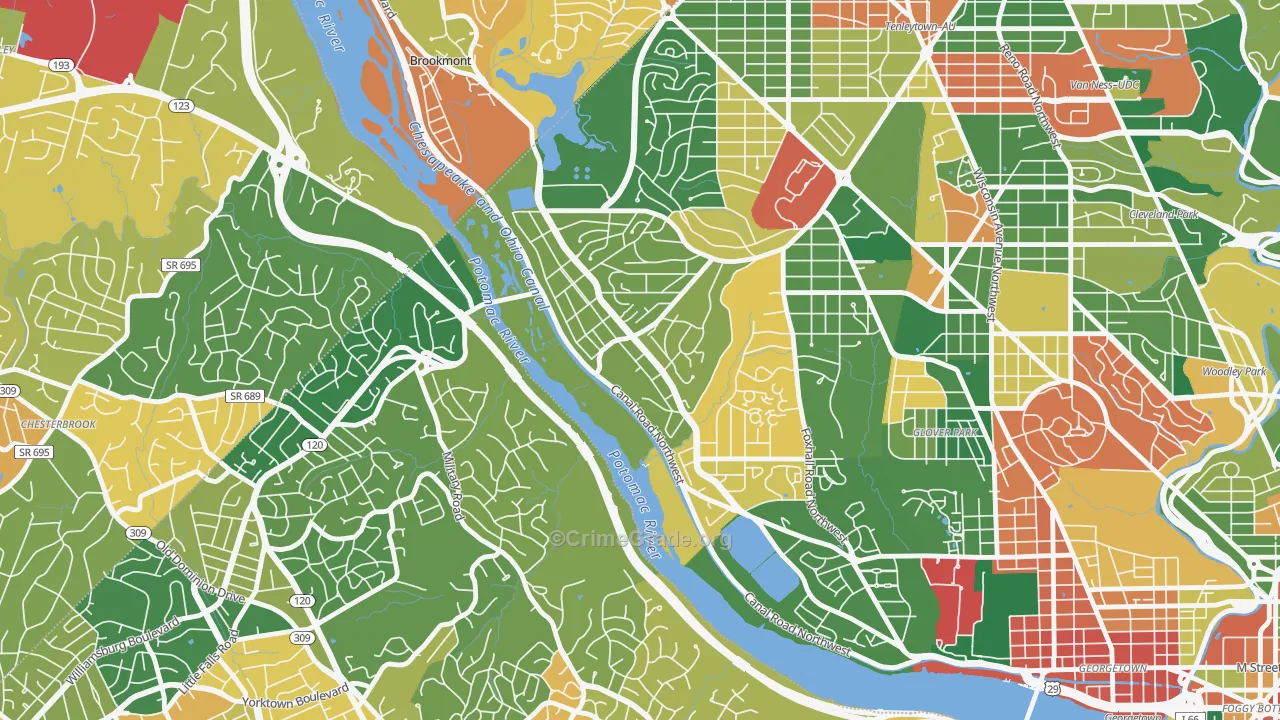 The Palisades, Washington, DC Map of Theft Rates