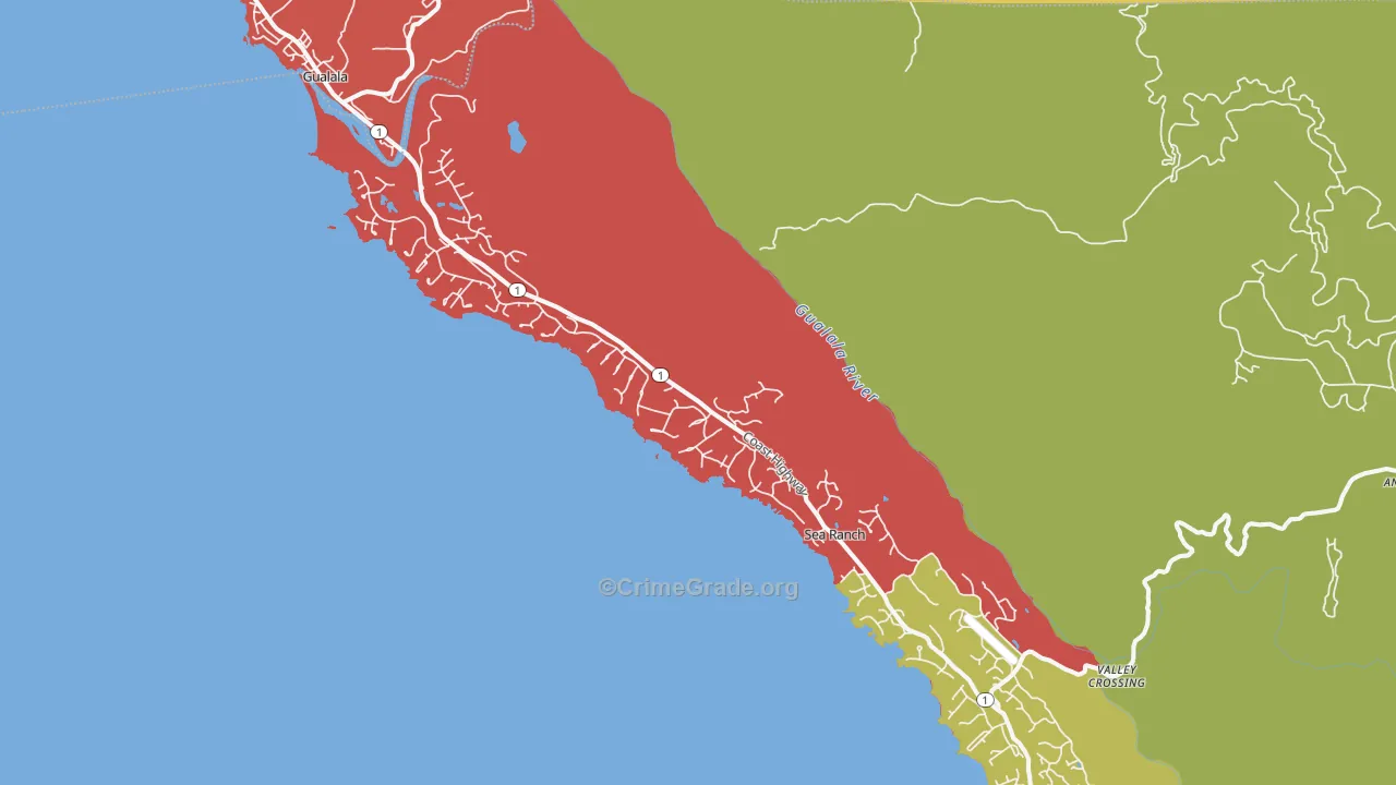 The Sea Ranch, CA Map of Theft Rates