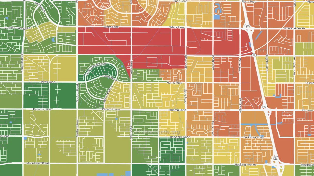 The Seasons, Bakersfield, CA Map of Theft Rates
