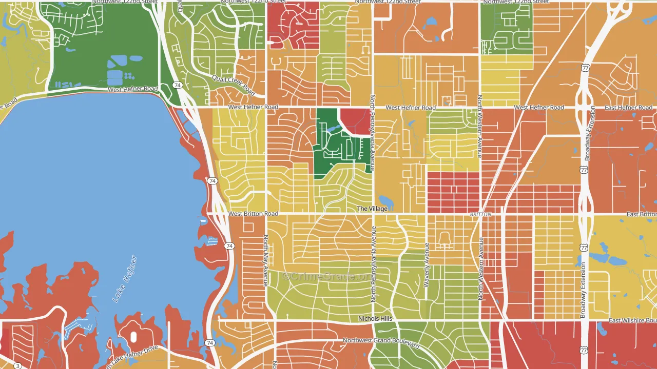 The Village, OK Map of Theft Rates