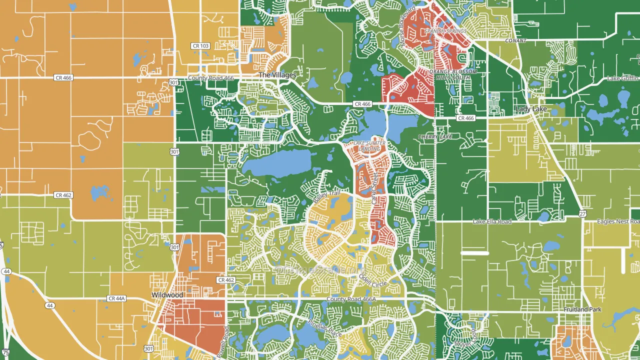 The Villages, FL Map of Theft Rates
