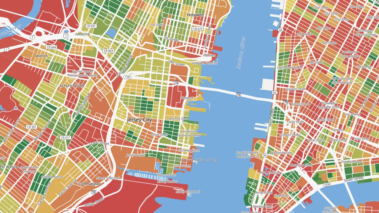 The Waterfront, Jersey City, NJ Map of Theft Rates