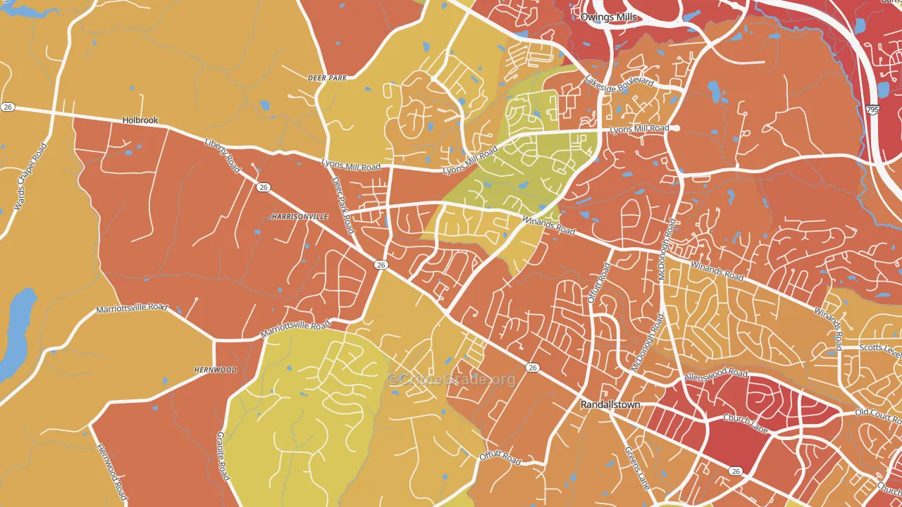 The Woodlands, Randallstown, MD Map of Theft Rates