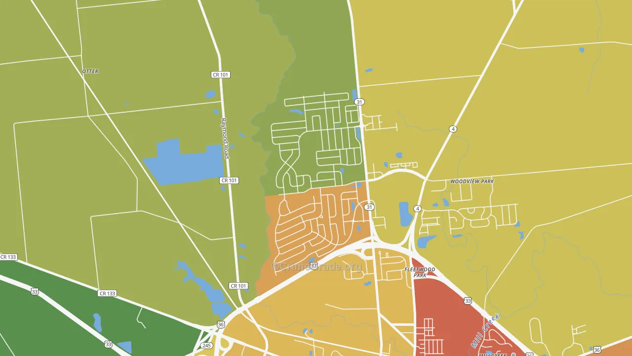 The Woods at Mill Valley, Marysville, OH Map of Theft Rates