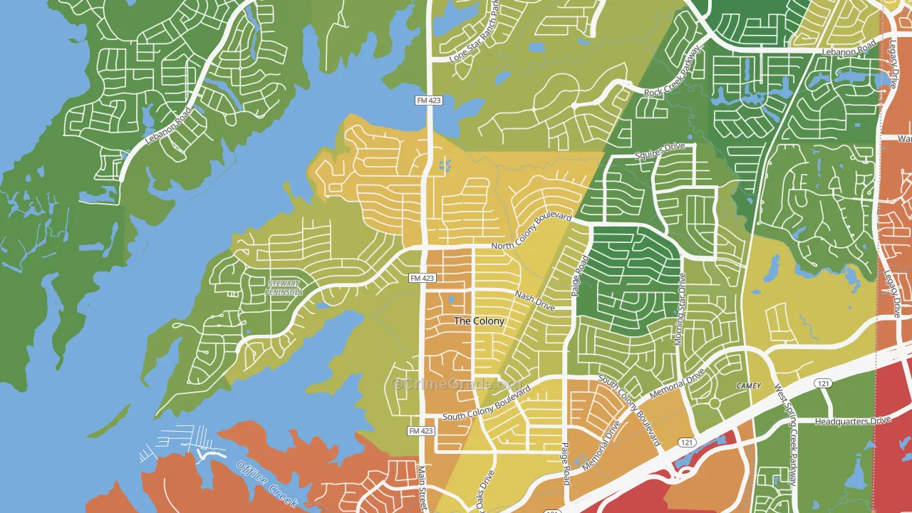 The Ws, The Colony, TX Map of Theft Rates