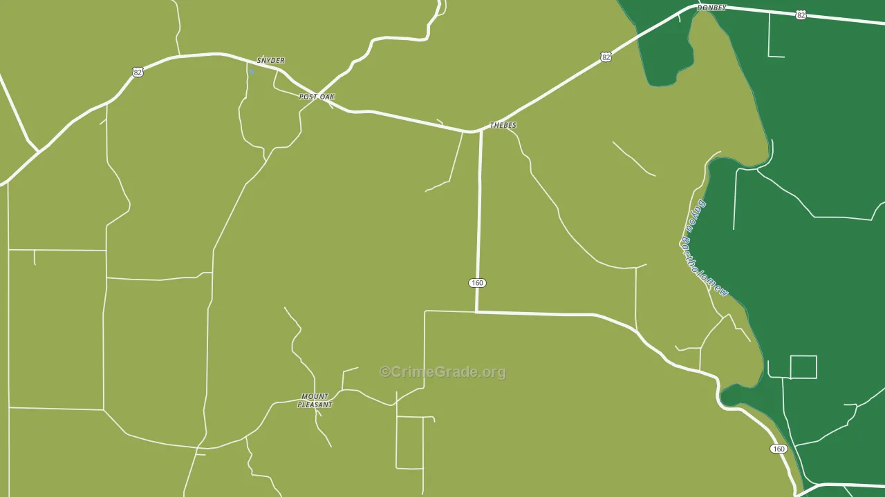Thebes, AR Map of Theft Rates