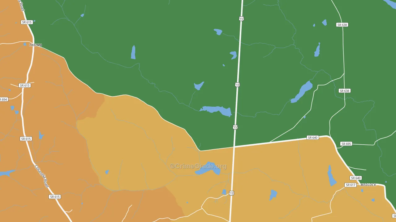 Thelma, VA Map of Theft Rates
