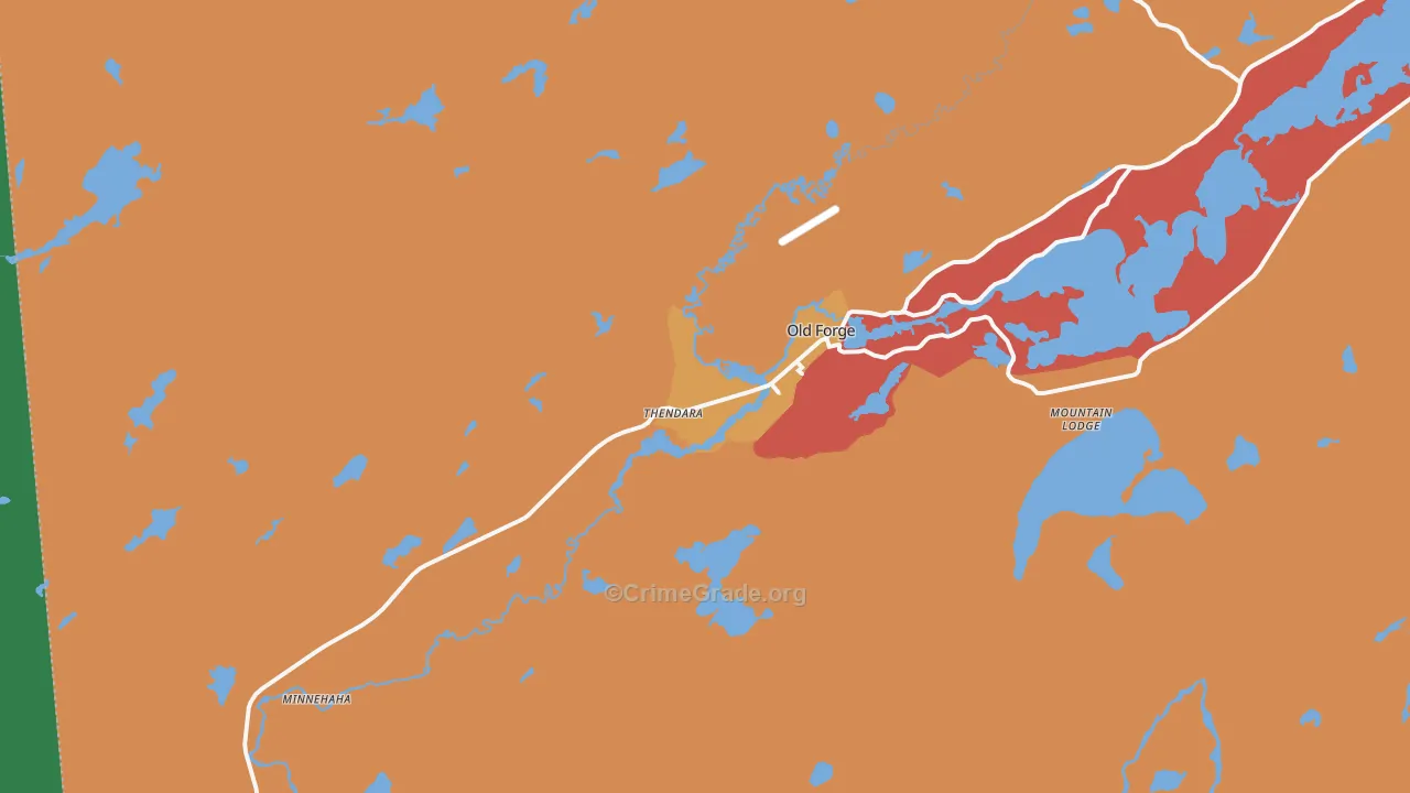 Thendara, NY Map of Theft Rates